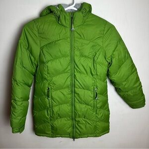 L.L. Bean Down Puffer Jacket Women's Size XS Green Insulated Hood Winter Outdoor
